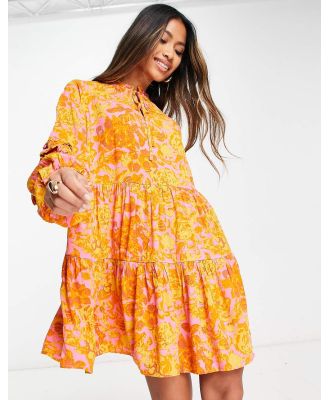 YAS smock mini dress in florals-Multi