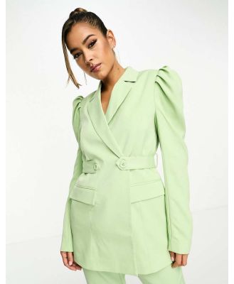 Y.A.S tailored puff sleeve belted blazer in mint green (part of a set)