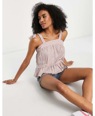 Y.A.S tie shoulder cami top in pink & white gingham (part of a set)-Multi