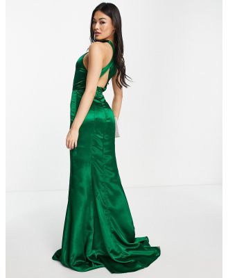 Yaura open back maxi dress in emerald green