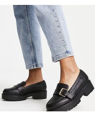 Yours chunky loafers with buckle detail in black