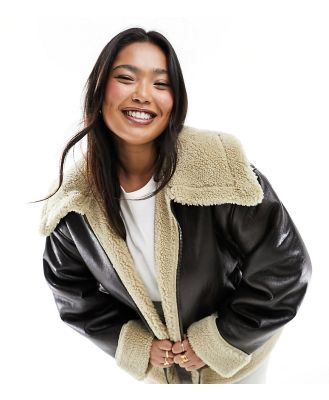 Yours cropped jacket in brown