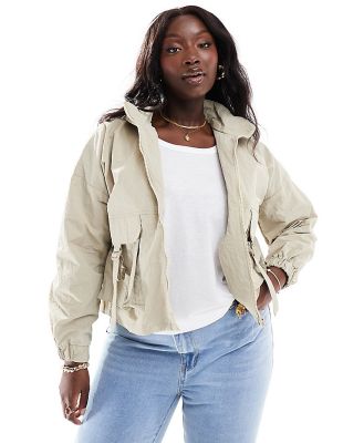 Yours cropped utility jacket in beige-Neutral