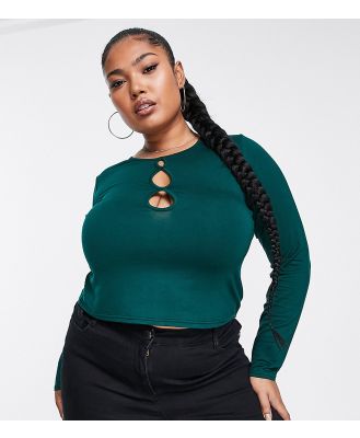 Yours Exclusive keyhole detail top in dark green