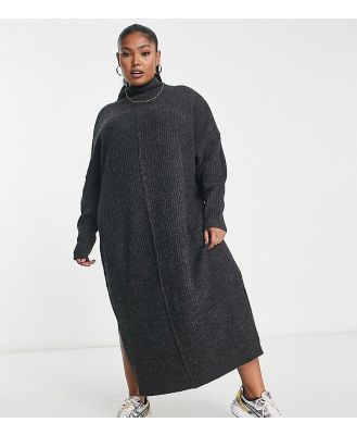 Yours knitted dress in charcoal-Grey