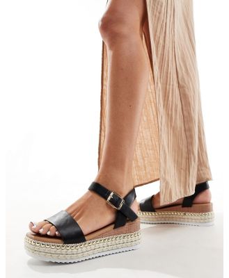 Yours natural chunky sandals in contrast black strap