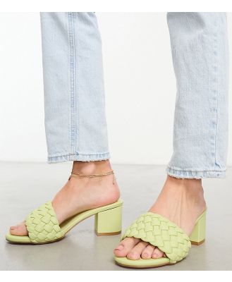 Yours Wide Fit plaited mules in green