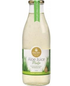 Aloe Vera Aloe Juice Pulp 100% Pure Preservative Free (Glass) 1Lt
