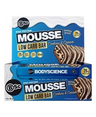 BSc High Protein Low Carb Mousse Bars Cookies & Cream 12x55g