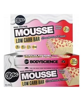 BSc High Protein Low Carb Mousse Bars Strawberries & Cream 12x55g
