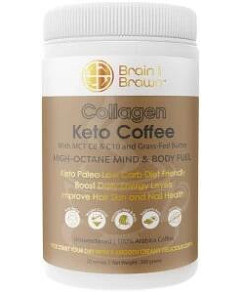 BRAIN AND BRAWN Collagen Keto Coffee (with MCT C8 & C10 and Grass-Fed Butter) Unsweetened 300g