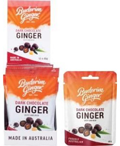 Buderim Ginger Dark Chocolate Ginger Zesty and Rich 12x40g