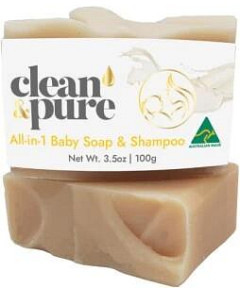 Clean & Pure All-in-1 Baby Soap & Shampoo Bar 100g MAY25