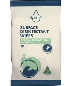 Cleanlife Disinfectant Plastic Free Wipes General Cleaning 80pk