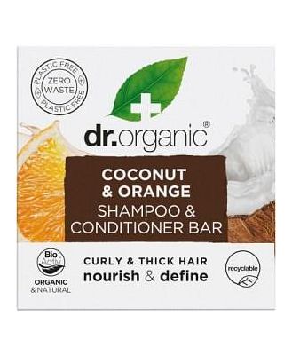 Dr Organic Shampoo & Conditioner Bar Coconut & Orange Curly&Thick Hair 75g