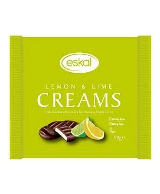 Eskal Dark Choc Creams Lemon & Lime G/F 90g