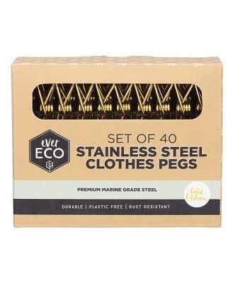 Ever Eco Stainless Steel Clothes Pegs Premium Marine Grade Gold 40pk