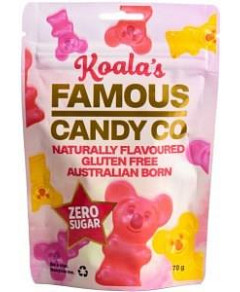 Famous Candy Co Sugar Free All Natural Koala Bears G/F 8x70g