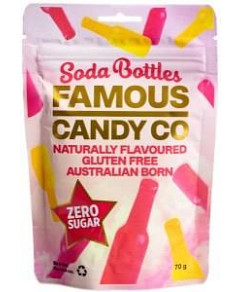 Famous Candy Co Sugar Free All Natural Soda Bottles G/F 8x70g