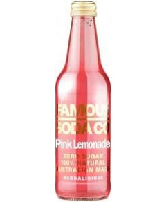 Famous Soda Co Sugar Free All Natural Pink Lemonade Soda 12x330ml