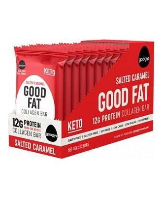 Googys Good Fat Keto Salted Caramel Collagen Bars G/F 12x45g