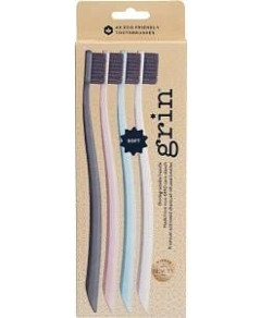 Grin Biodegradable Toothbrush Soft Mint-Ivory-Navy-Pink 8x4pk