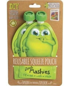 Little Mashies Reusable Squeeze Pouch Green 2x130ml