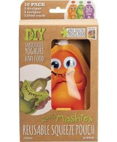Little Mashies Reusable Squeeze Pouch Mixed Colours 10x130ml