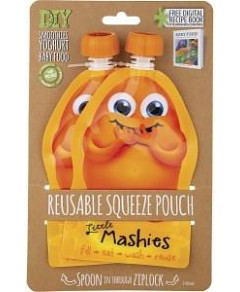 Little Mashies Reusable Squeeze Pouch Orange 2x130ml