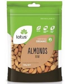 Lotus Organic Raw Almonds G/F 100g