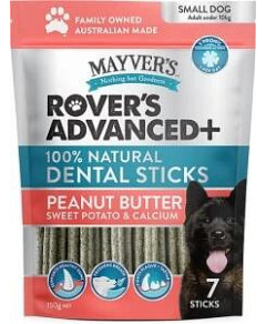 Mayvers Rover's Advanced+ Dental Sticks Peanut Butter, Sweet Potato & Calcium (5Pack) 150g