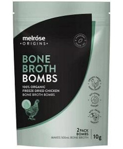 MELROSE ORIGINS Bone Broth Bombs (100% Organic Freeze Dried Chicken) x 2 Pack (Net 10g)