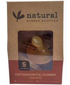 NATURAL RUBBER SOOTHER Orthodontic Dummy Small (0-6 Months) Twin Pack