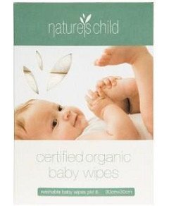 Natures Child Organic Cotton Reusable Baby Wipes Box of 8