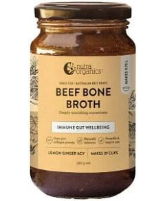 NUTRA ORGANICS Bone Broth Beef Concentrate Lemon Ginger ACV 390g