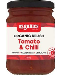 Ozganics Organic Tomato & Chilli Relish G/F 250g