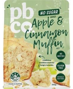 PBco Apple Cinnamon Muffin Mix No Sugar Added 340g