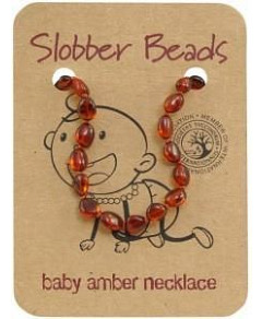 Slobber Beads Baby Cognac Oval Necklace