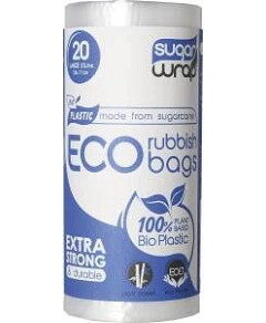 SugarWrap Eco Rubbish Bags Made from Sugarcane Large 35L 20pk