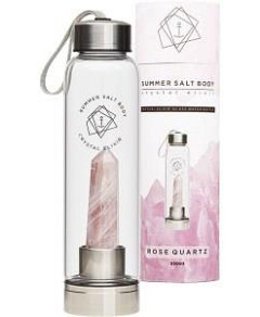 Summer Salt Body Crystal Elixir Glass Water Bottle Rose Quartz 550ml