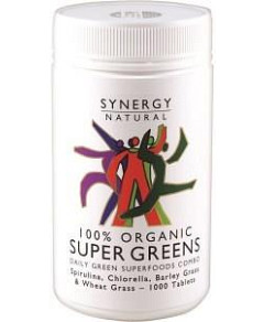 SYNERGY NATURAL Organic Super Greens (Spirulina, Chlorella, Barley Grass & Wheat Grass) 1000t
