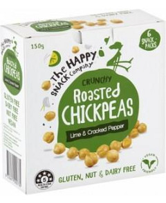 The Happy Snack Company Roasted Chickpeas Lime & Cracked Pepper G/F 6x25g Box