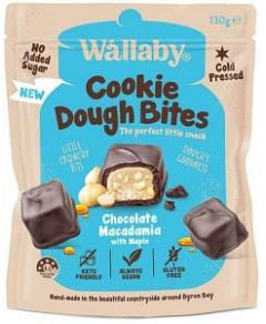 Wallaby Cookie Dough Bites Chocolate Macadamia w/Maple G/F 130g