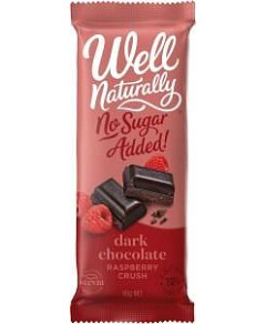 Well Naturally No Sugar Added Dark Chocolate Raspberry Crush Block G/F 12x90g