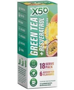 X50 Green Tea + Resveratol Assorted 6 Flavour 18 Sachets