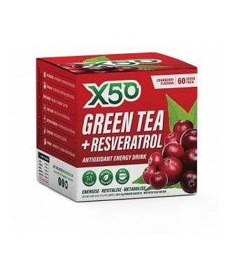 X50 Green Tea + Resveratol Cranberry G/F 60 x 3g Sachets
