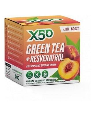 X50 Green Tea + Resveratol Peach 60 Sachets