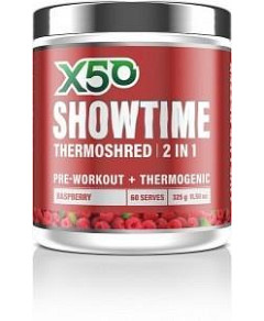 X50 Showtime Thermoshred 2 in 1 Raspberry G/F 325g