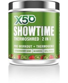 X50 Showtime Thermoshred 2 in 1 Strawberry Kiwi G/F 325g