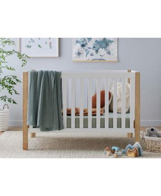 White & Natural Convertible 2-in-1 Baby Cot